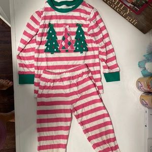 Pink Christmas PJs smocked